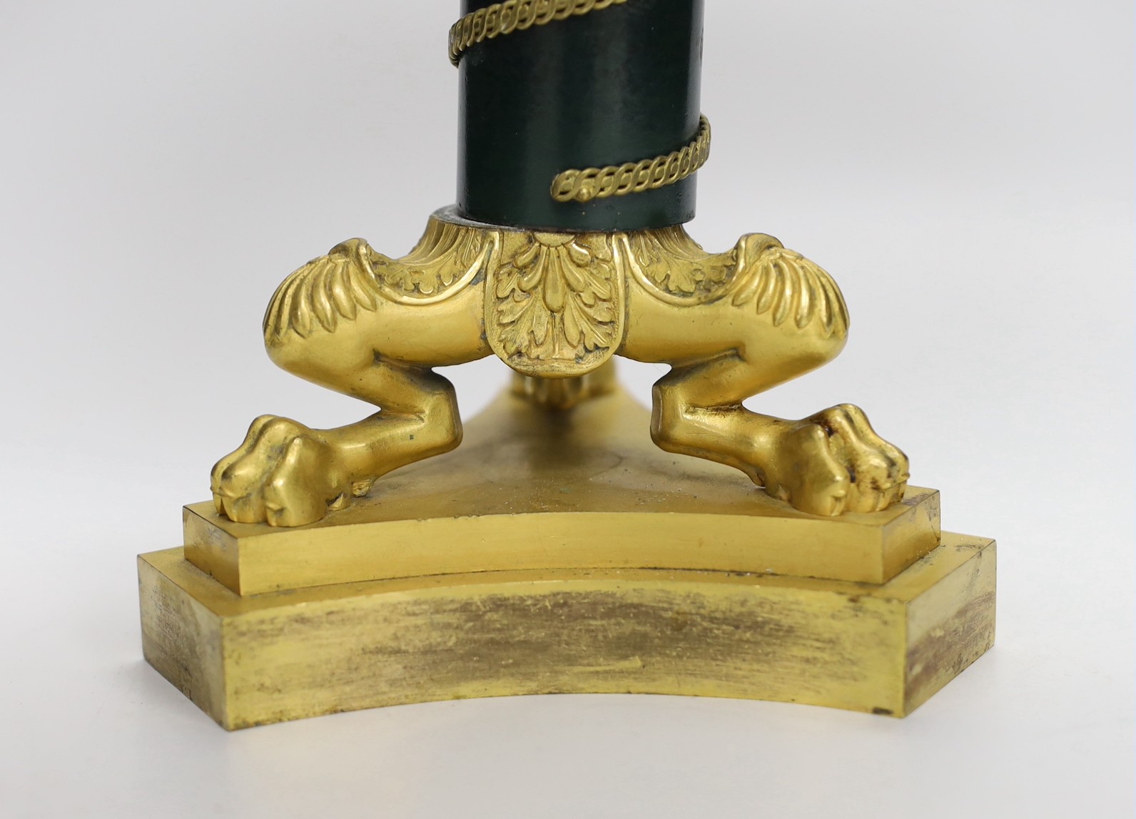An Empire style ormolu and press moulded glass ‘sunflower’ comport. 26cm tall